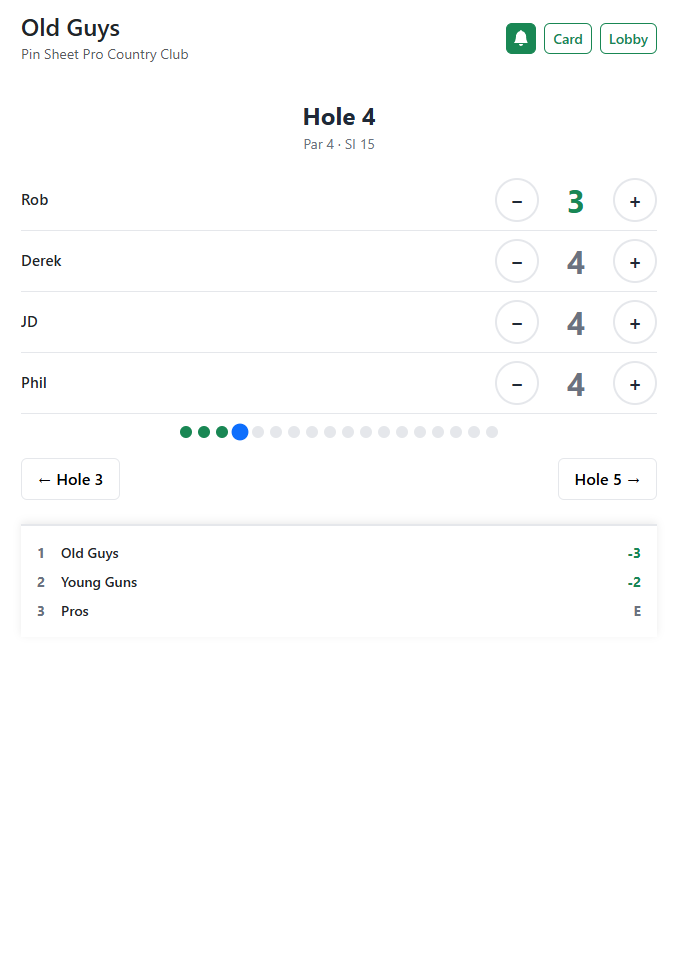 Tap-to-score interface with color-coded feedback
